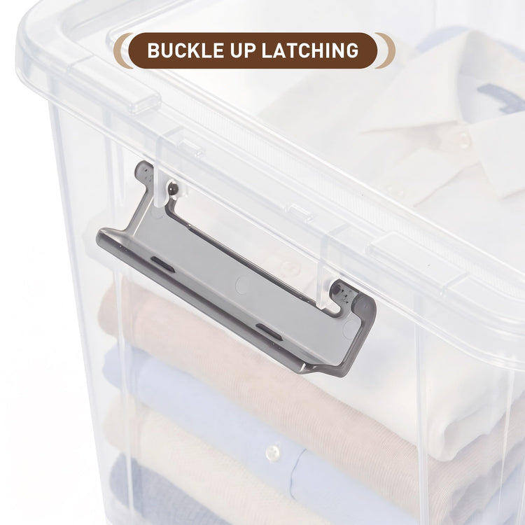 6 Packs 32 QT Plastic Storage Bins with Lids Large Stackable Storage Containers for Organizing Clear Storage Box for Garage (6 Count)