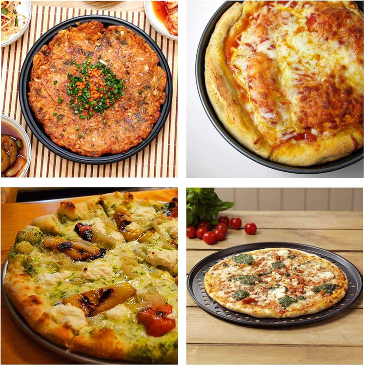 Handook Pizza Pan Set, Carbon Steel Pizza Pan with Holes, for Oven Baking Supplies & Home, Kitchen, Restaurant(9 Inch &10 Inch &12 Inch)