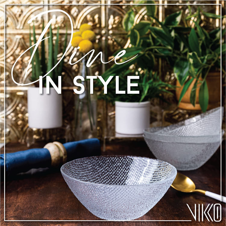 Elegant Textured Glass Salad Bowls (6 Count)