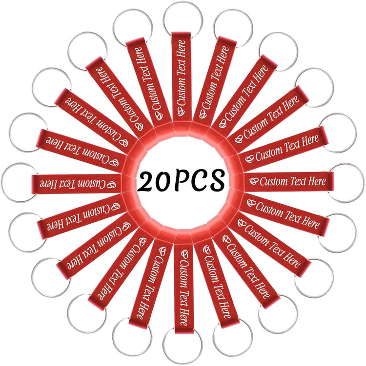 20PCS Personalized Bottle Opener Keychain Bulk Custom Beer Bottle Opener with Logo Text Engraved Wedding Bottle Opener Favors Customized Gifts for Guests Baby Shower Birthday Party-Red