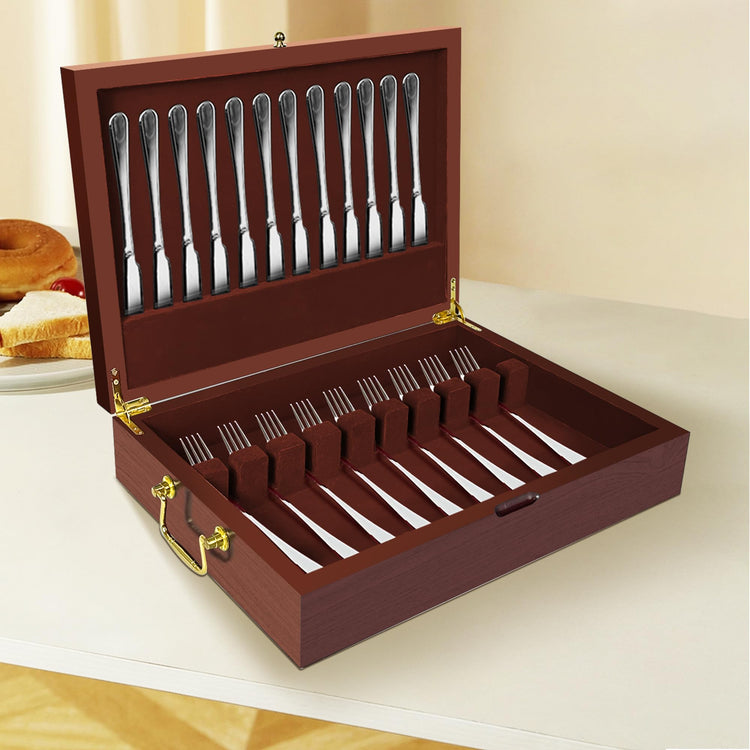 Silverware Storage Box Solid Wood with Lid