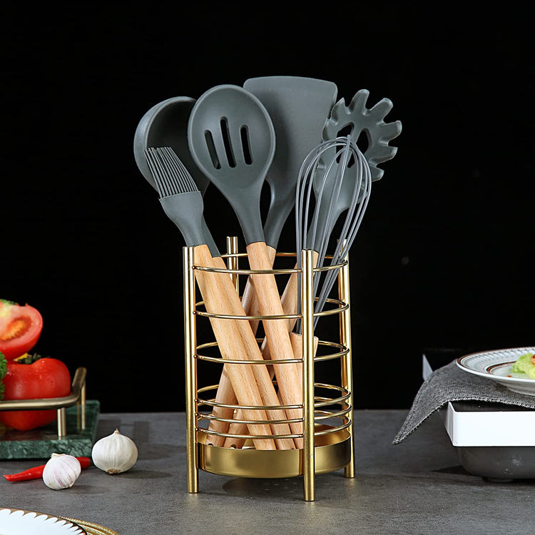 Gold Kitchen Utensil Holder for Kitchen Counter