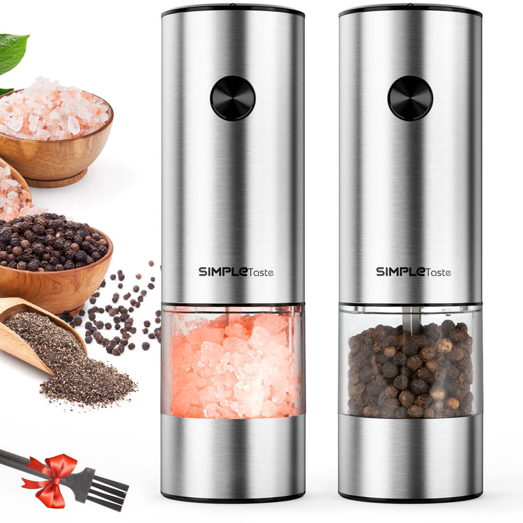 Electric Salt and Pepper Grinder Set with Battery Operated (2 Count)