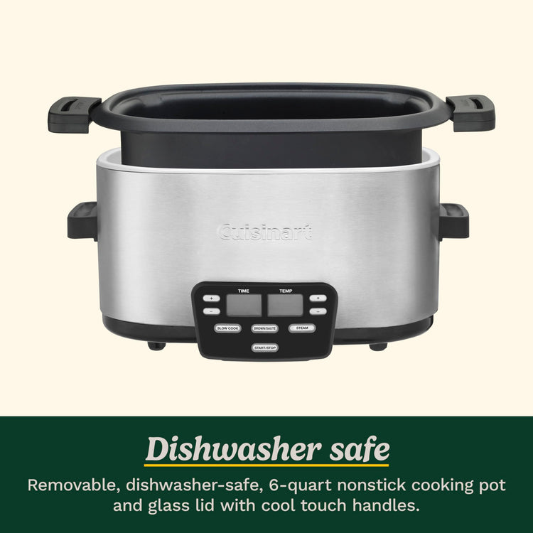 3-In-1 Cook Central 6-Quart Multi-Cooker: Slow Cooker, Brown/Saute, Steamer, MSC-600 NAS, Silver