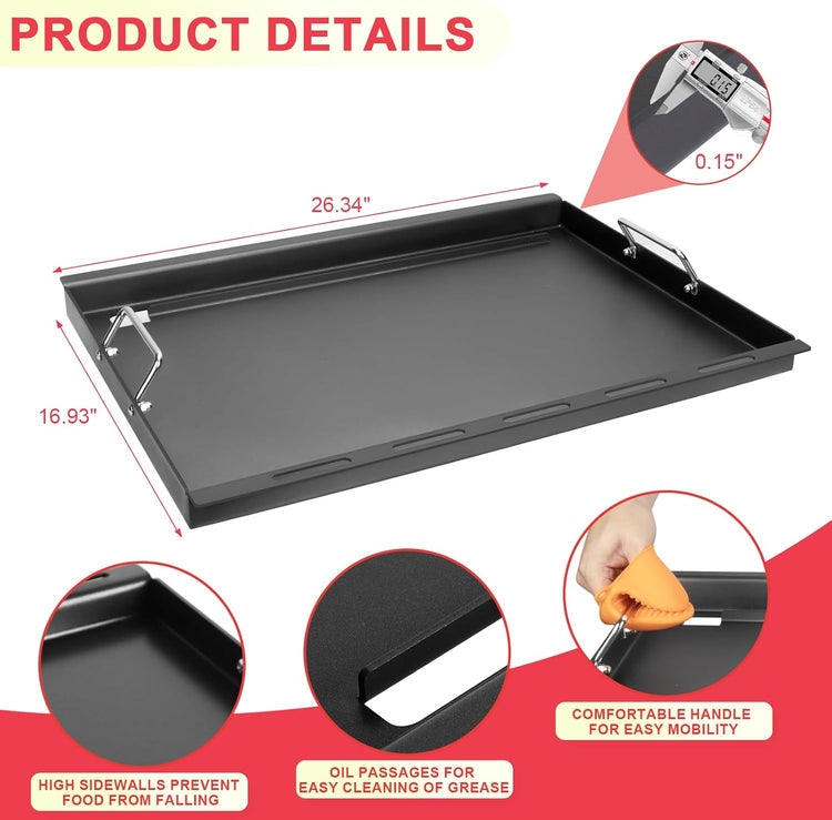 Full-Size Griddle Inserts for Nexgrill Home Depot Replacement Parts 5 Burner 720-0888S 720-0888A 720-0888N, Flat Top Griddle for Nexgrill 4 Burner 720-0830H 720-0830X 720-0830 Gas Grill, Carbon Steel - Nestoria