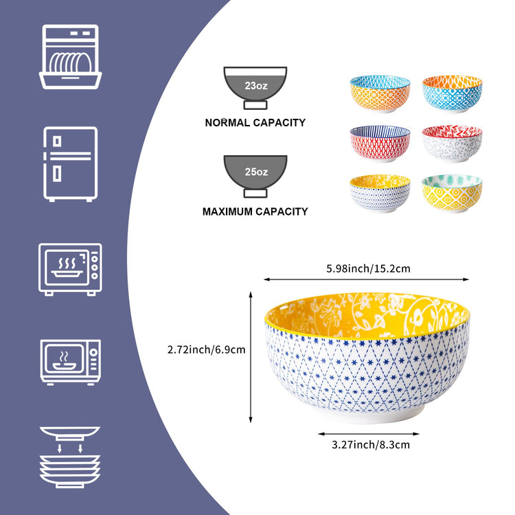 23 Oz Ceramic Soup Bowls Set of 6 (6 Count)