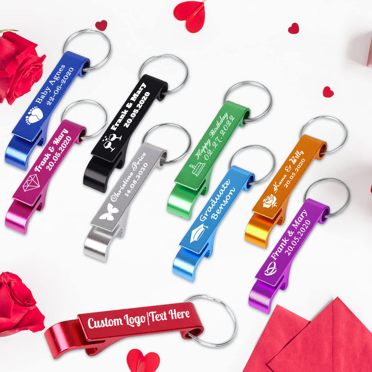 80PCS Personalized Bottle Opener Keychain Bulk Custom Beer Bottle Opener with Logo Text Engraved Wedding Bottle Opener Favors Customized Gifts for Guests Baby Shower Birthday Party (80 Count)