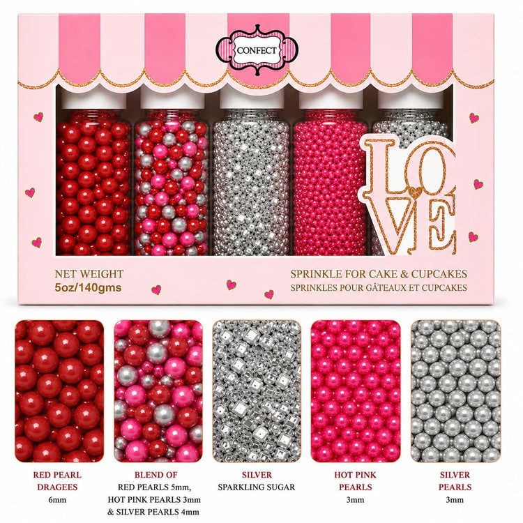Assorted Edible Sprinkles Pack of 5 (5 Ounce)