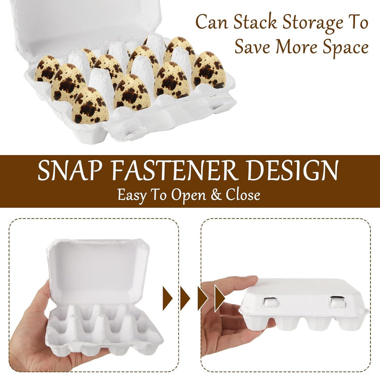 SENENQU 50 Pack Quail Egg Cartons, 3x4 Dozen Quail Egg Carton, Blank Natural Pulp Quail Eggs Container Holder Reusable for 12 Count Quail Egg Carton Storage Tray for Refrigerator