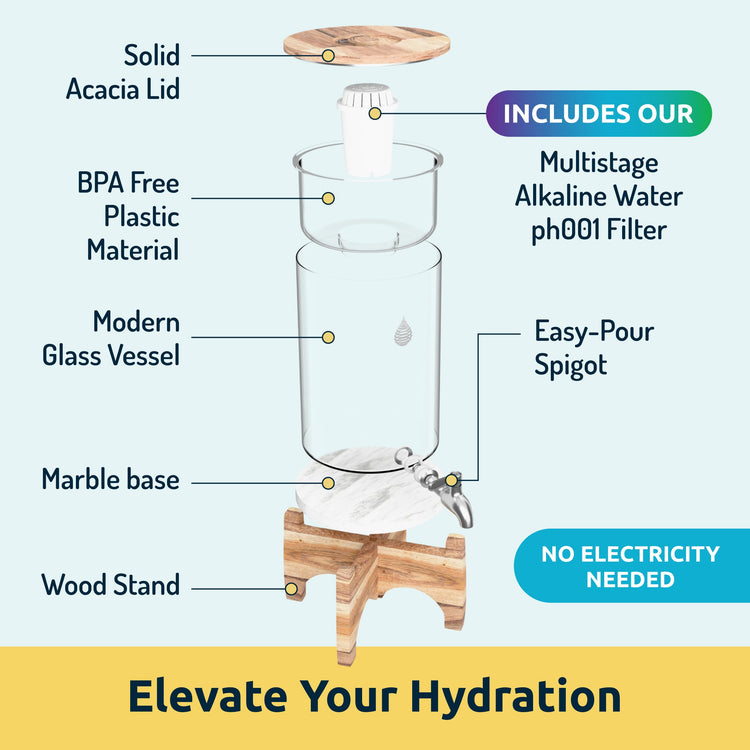 pH Recharge Glass Alkaline Water Filter Dispenser System (36 Count)