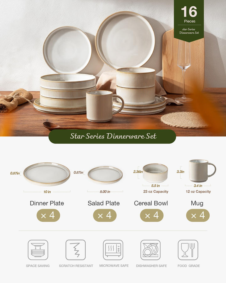 Star Dinnerware Sets with Mugs (16 Count)
