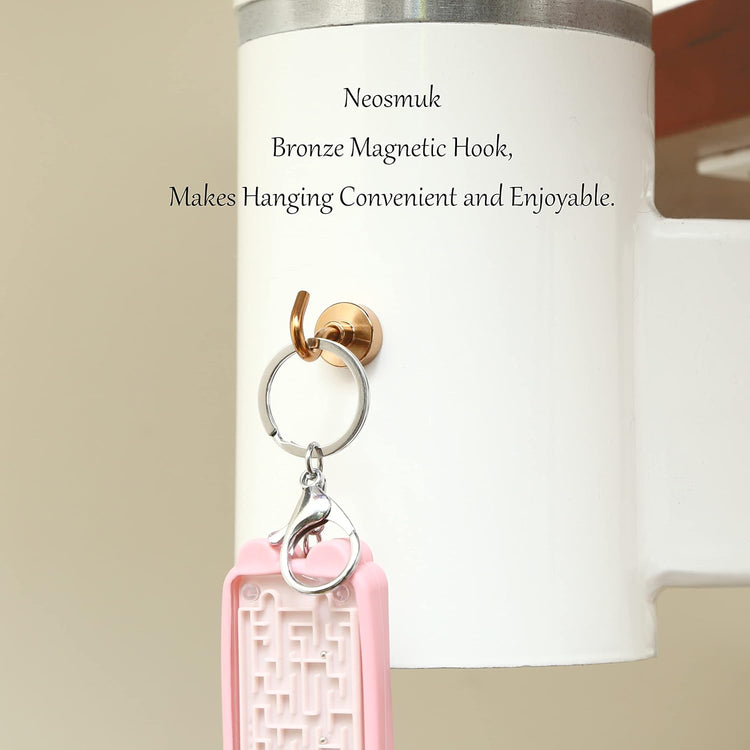 Neosmuk Magnetic Hooks,30lb+ Heavy Duty Earth Magnets with Hook for Refrigerator, Extra Strong Cruise Hook for Hanging, Magnetic Hanger for Cabins, Grill (Bronze, 10 Pack)