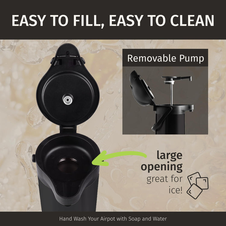 Airpot Coffee Carafe Dispenser with Pump Black 12 Hours Hot Water Retention