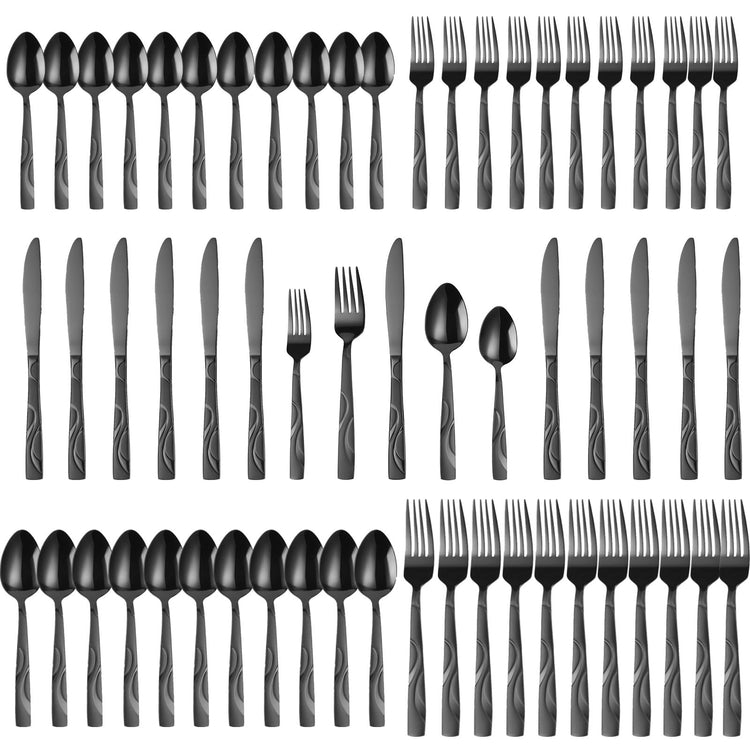 60 Piece Black Flatware Set for 12 (60 Count)