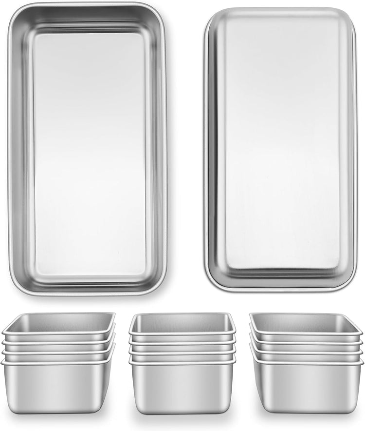 E-far Bread Pans for Homemade Bread, 14 Pack 9 x5 Inch Stainless Steel Loaf Pans, Rectangle Metal Bakeware for Baking Banana Loaf Meatloaf Brownies, Healthy & Non Toxic, Easy Release & Dishwasher Safe