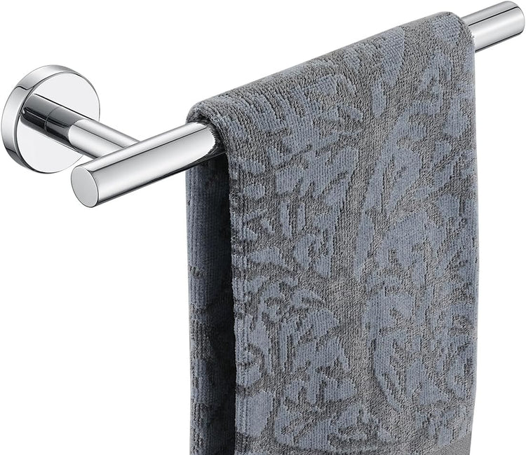 JQK Hand Towel Holder Towel Ring Chrome, 10 Inch Thicken 0.8mm 304 Stainless Steel Bathroom Hand Towel Bar, 9 Inch Useable Length Wall Mount Towel Rack Hanger, Polished Steel, THH110L9-CH