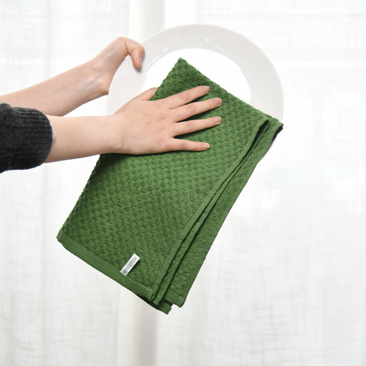 Ring Spun Cotton Green Kitchen Dish Towels (6 Count)