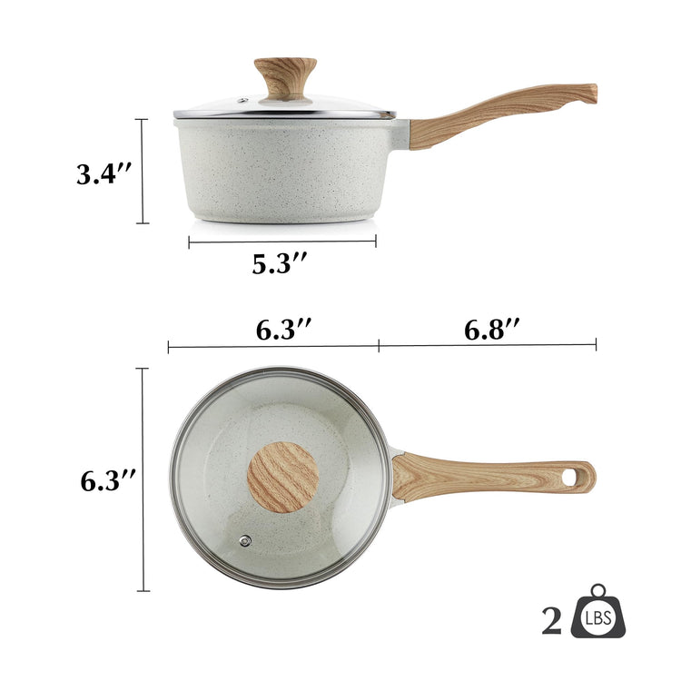 Ceramic Nonstick Saucepan with Lid 1.5QT