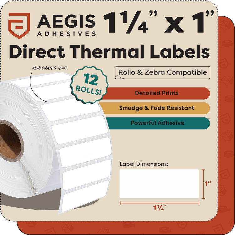 1.25" X 1" Direct Thermal Printer Labels