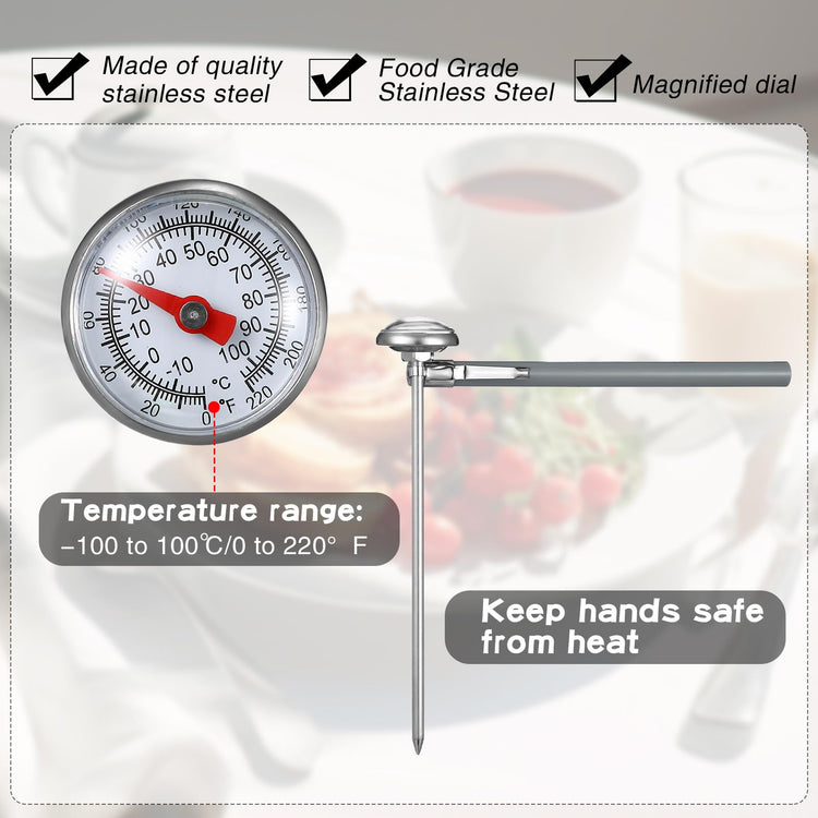 6 Pcs Stainless Steel Kitchen Dial Thermometer 5"