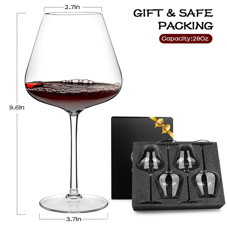 Super Large 28Oz Wine Glasses Set of 4 (4 Count)