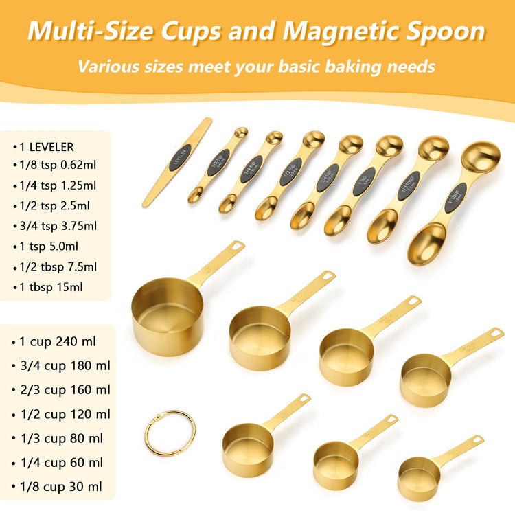 Magnetic Measuring Cups & Spoons Set for Cooking