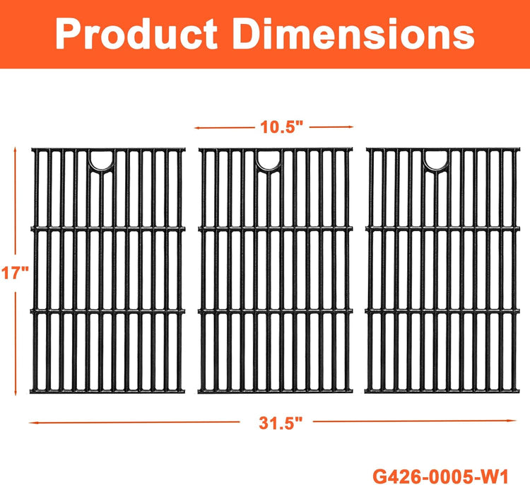 DELSbbq 17" Grill Grates for Charbroil Performance 6 Burner 463228622 463229021 463229521 463229521B 463284422, Cooking Grids for Charbroil Grills, Replacement Parts for G426-0005-W1, Cast Iron