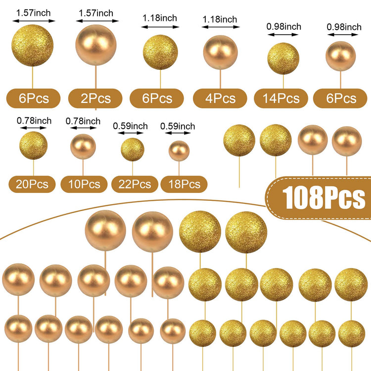 108 Pcs Balls Cake Topper