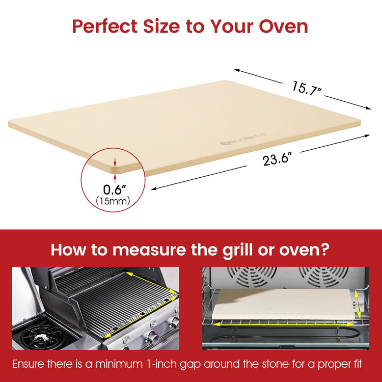 Pizza Stone Rectangular Extra Large 23.6" x 15.8" x 0.6" Pizza Stones for Oven Grill