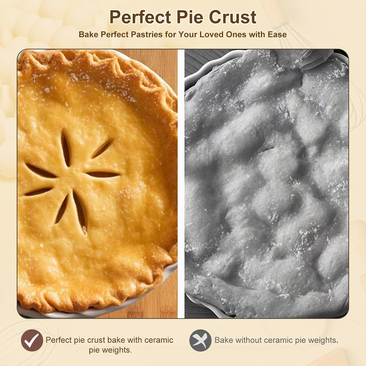 0.83LB Ceramic Pie Weights for Baking, Premium Natural Baking Beans,Reusable Ceramic Stoneware Suitable for Various Pies and Pastries