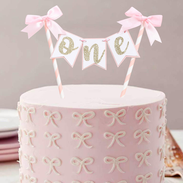 Pink Bow Ribbon Cake Topper