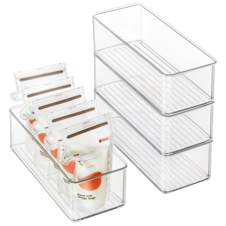4 PACK Freezer Organizer Bins Clear Stackable Storage Bins for Fridge Organization and Storage (4 Count)
