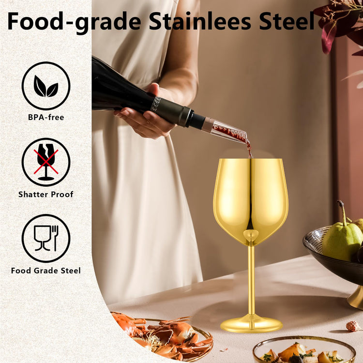 Unbreakable Stainless Steel Wine Glasses Set of 4 (4 Count)