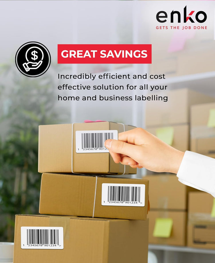 enKo Products - 4" x 6" Fanfold Direct Thermal Labels - White Shipping Labels, Perforated, Permanent Adhesive for Rollo, Zebra Printers (4 Stack, 2000 Labels) 500 Labels/Stack - Commercial Grade