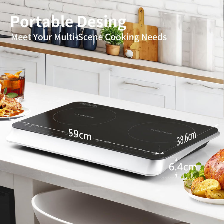 Double Induction Cooktop Burner with Fast Warm