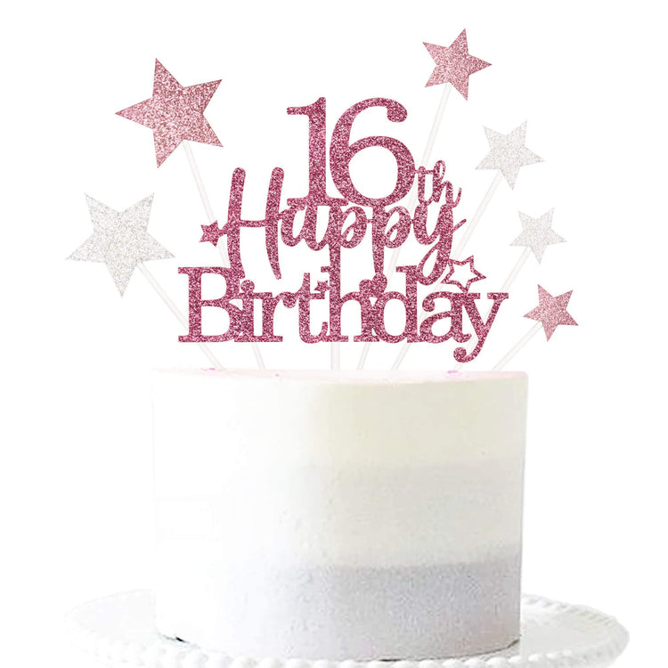 Rose Gold 16th Birthday Cake Topper (7 Count)