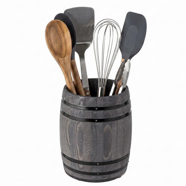 Wine Barrel Design Kitchen Utensil Crock