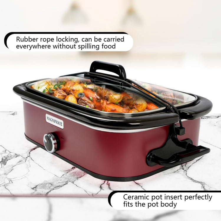 4 Quart Slow Cooker with Casserole Manual Warm Setting