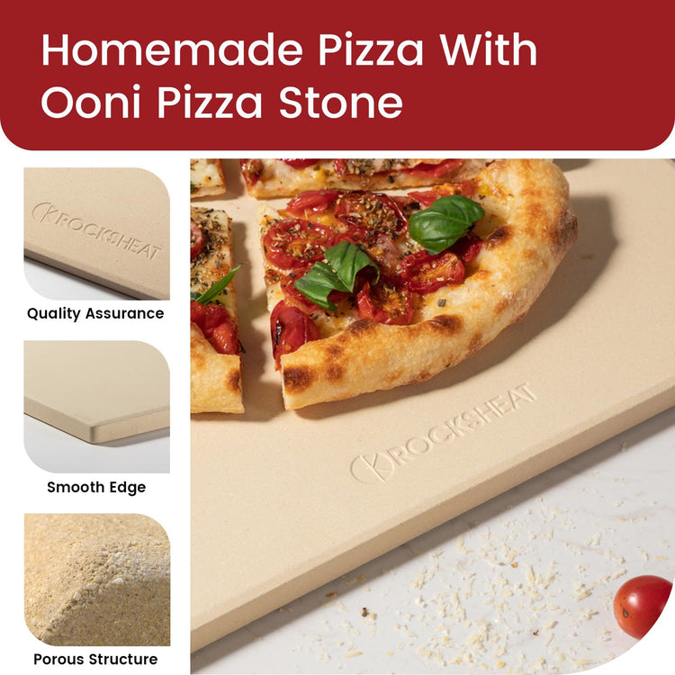13.2" x 13.2" x 0.4" Square Cordierite Pizza Baking Stone Perfectly Compatible for Ooni Koda & Fyra 12