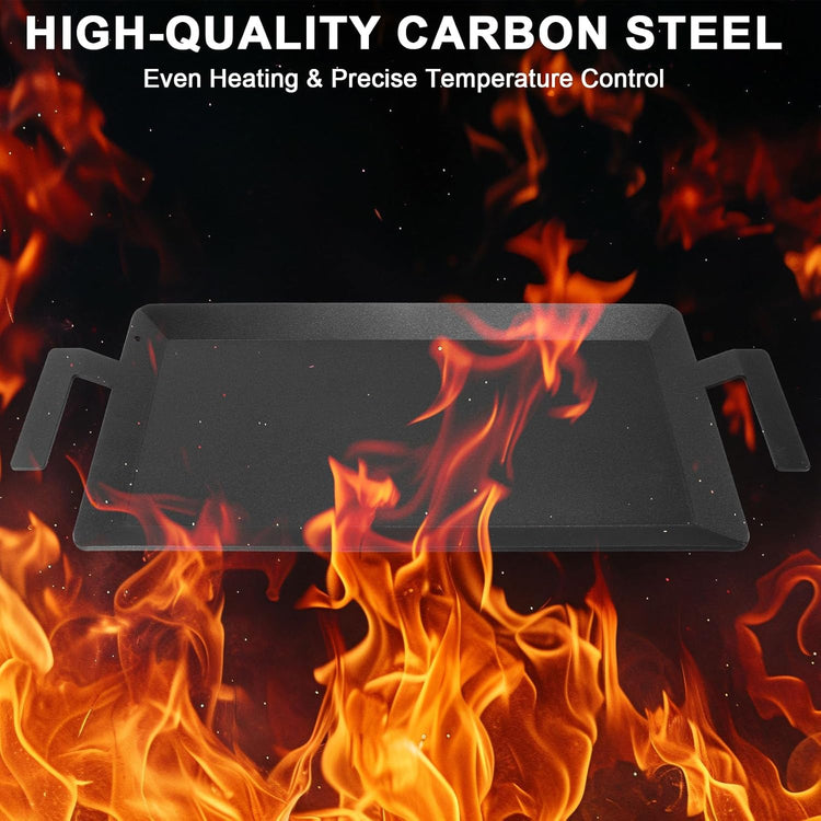 Carbon Steel Griddle - Professional Cookware Griddle Pan for Induction, Stove Top, Gas Grill, Cooktop, Electric and more, 24" x 10" NonStick Flat Top Griddle Plate Skillet, Indoor/Outdoor Use - Nestoria
