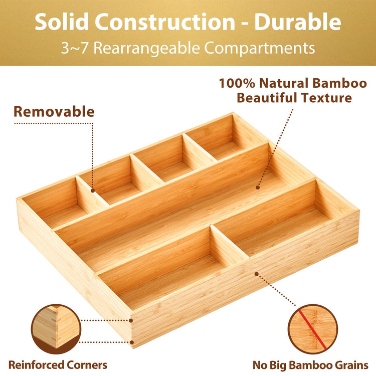 Large Bamboo Desk Drawer Organizer
