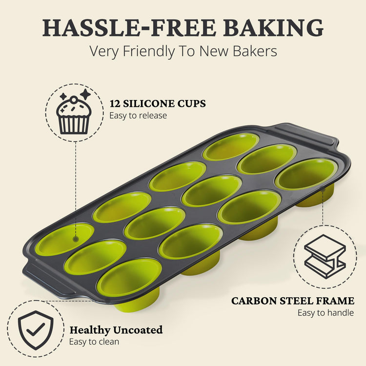 Silicone Muffin Pans for Baking with Metal Frame