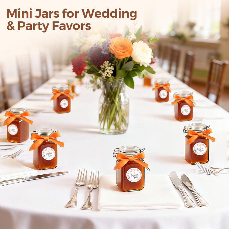 Square Small 8 oz Glass Spice Jars with Airtight Lids 6 Pack Pantry (6 Count)