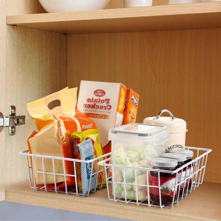 Orgneas Freezer Organizer Bins Metal Wire Storage Baskets for Upright Refrigerator Chest Freezer, Kitchen Pantry Storage and Organization for Fruit Vegetable Soda Cans Toys and Snacks, Set of 6