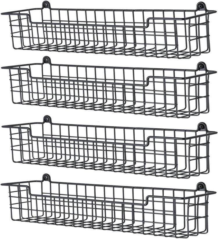 Spice Rack Organizer Wall Mount, Spice Organization Storage Shelf for Cabinet Door, 4 Packs Wall Spice Rack Saving Space for Kitchen, Black