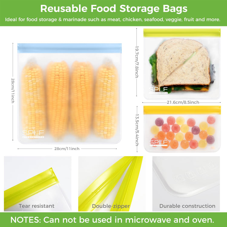 9 Pack Reusable Gallon Freezer Bags Dishwasher Safe