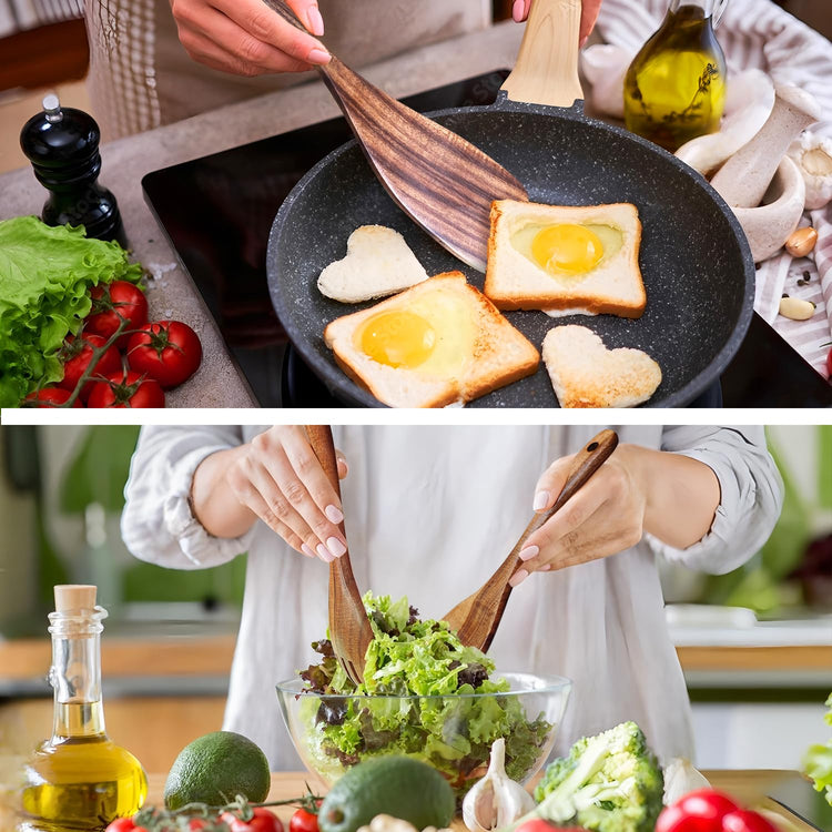 Wooden Spoons for Cooking 9 Pieces Set (9 Count)