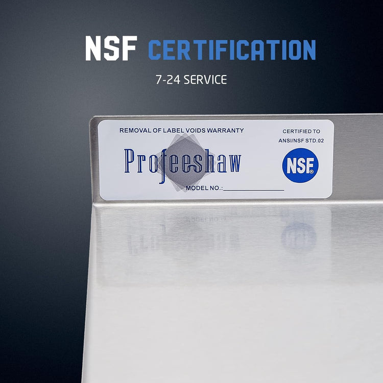 Profeeshaw NSF Stainless Steel Shelf 18” x 60”, 450 lb Commercial Shelves Wall Mounted Metal Shelving with Backsplash and 2 Brackets for Restaurant, Bar, Utility Room, Kitchen and Garage