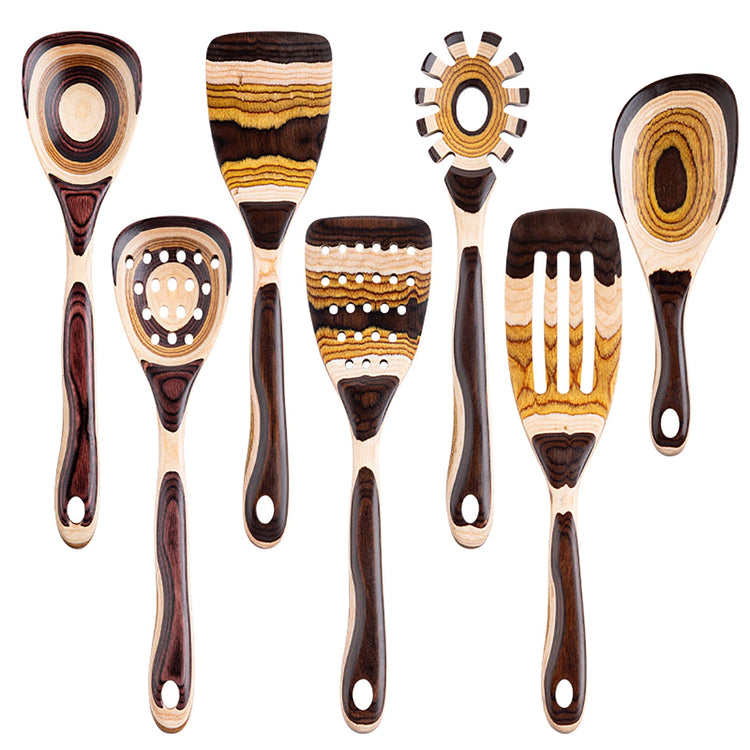 7 Piece Brown Pakkawood Utensils Set (7 Count)