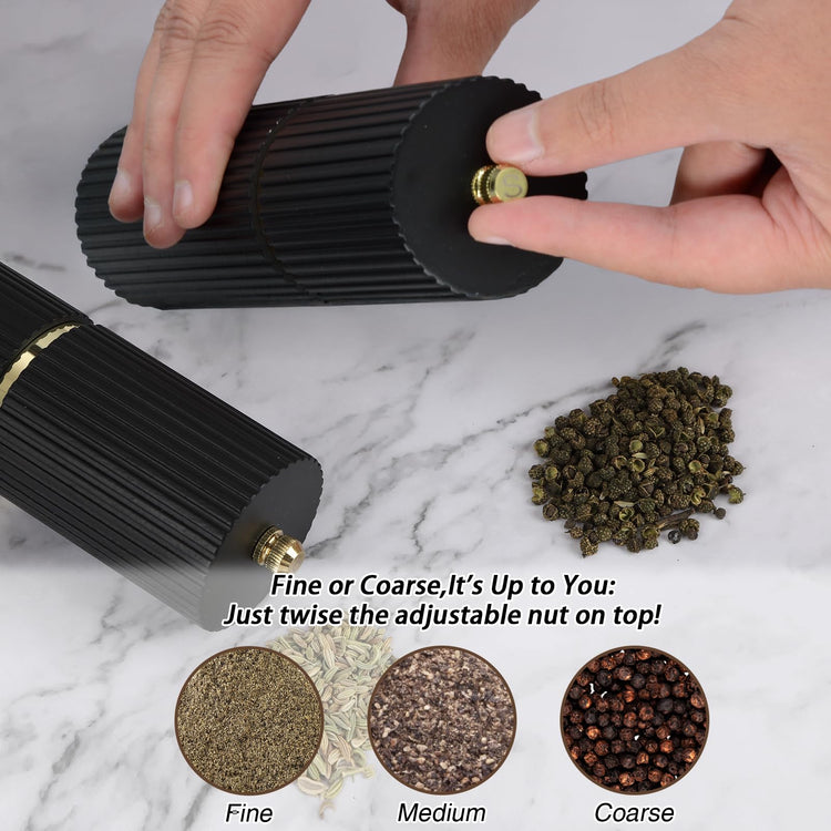 Wooden Salt and Pepper Grinder Set with Gold Accents (2 Count)